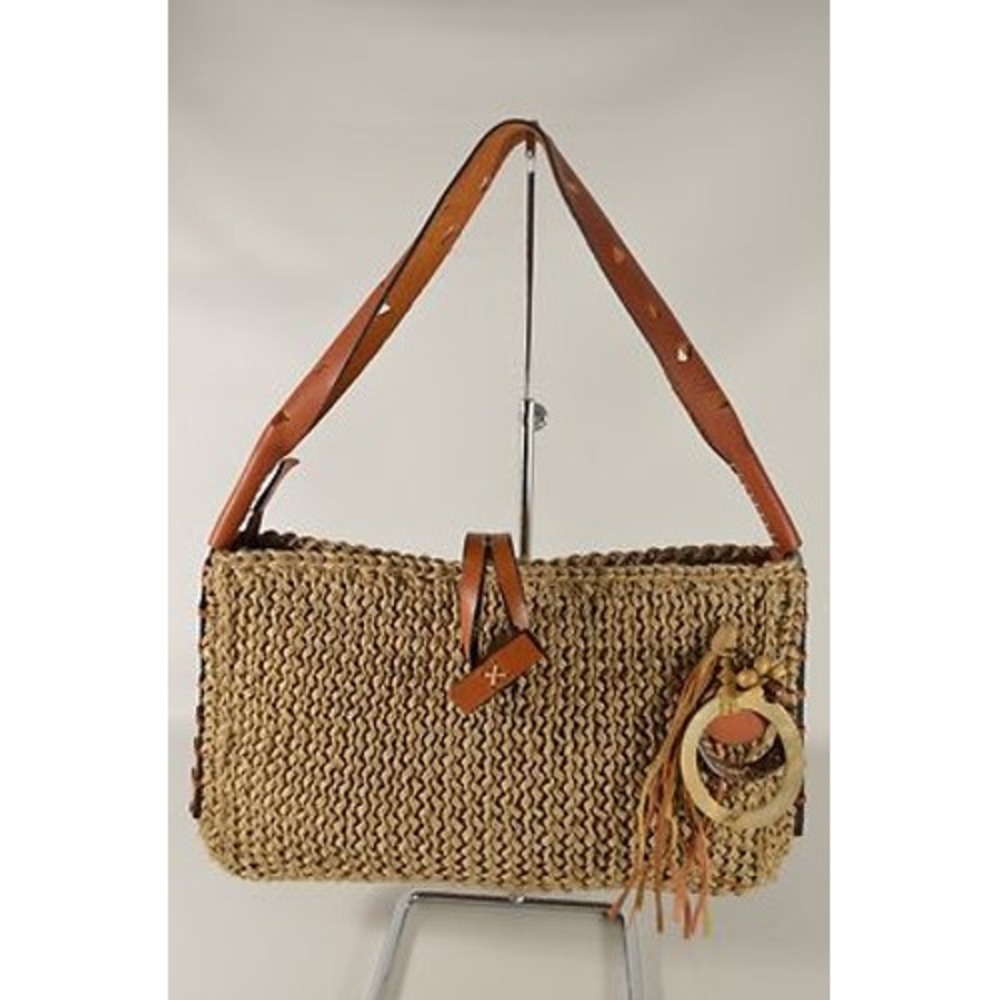 Rivano Colombian Made Genuine Leather And Natural Fiber Woven Handbag Purse